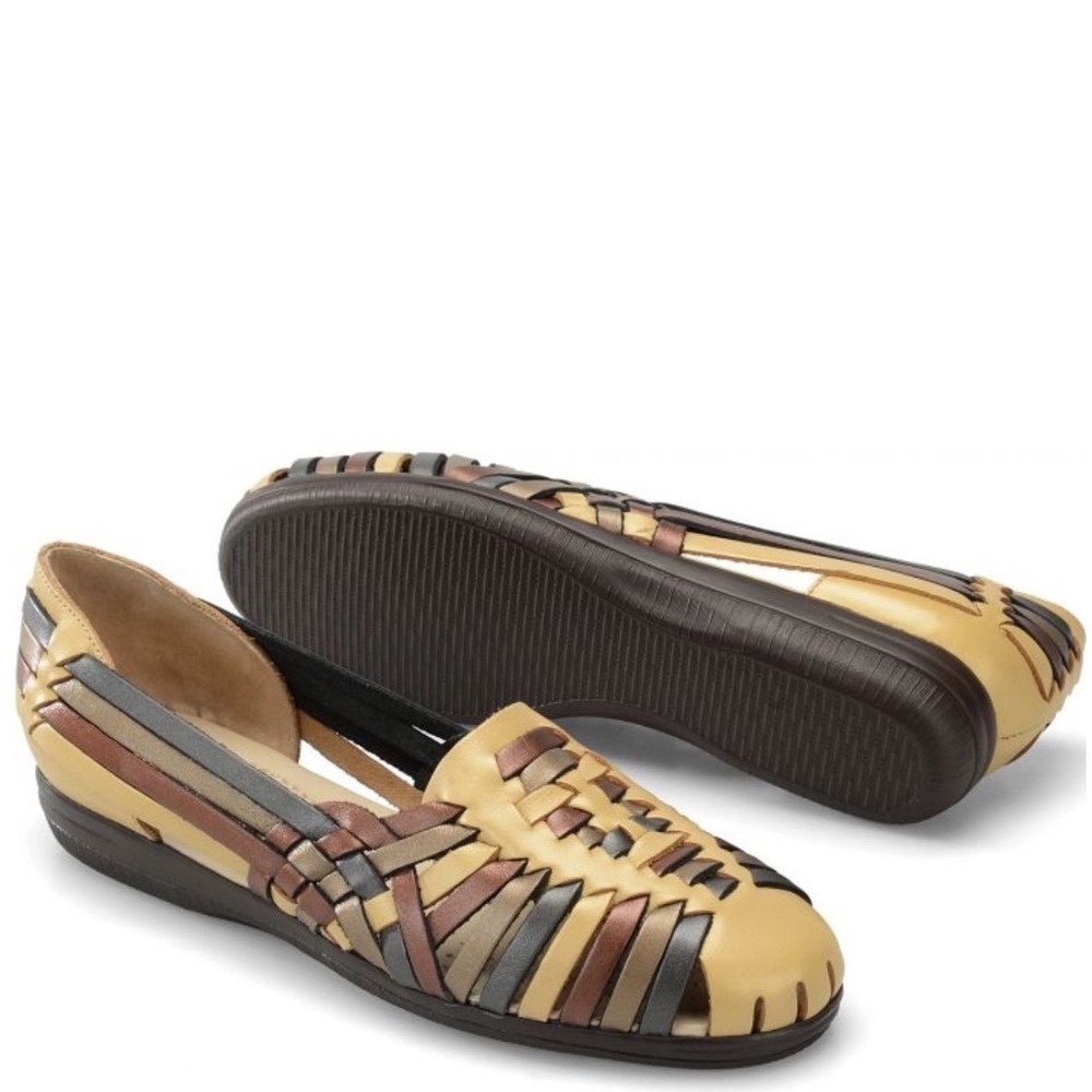 Softspots Vintage Y2K Huarache Woven Leather Metallic Flats Women's Size 8.5